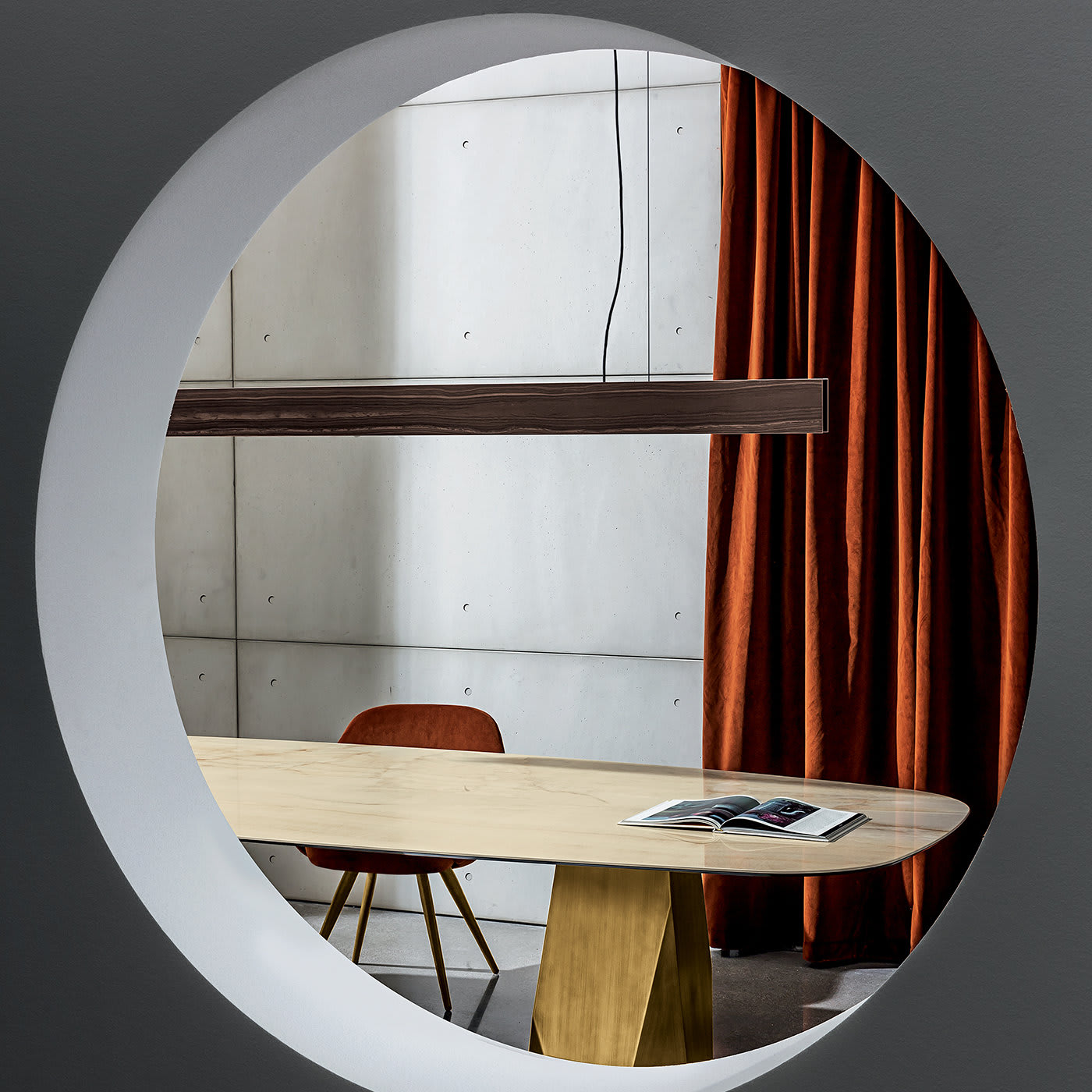 Deod Brass Table with Materia Top by SOVET Italia