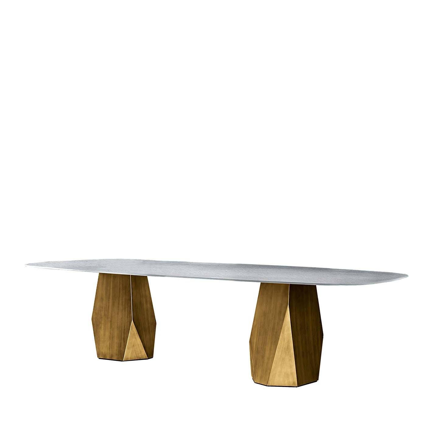 Deod Brass Table with Materia Top by SOVET Italia