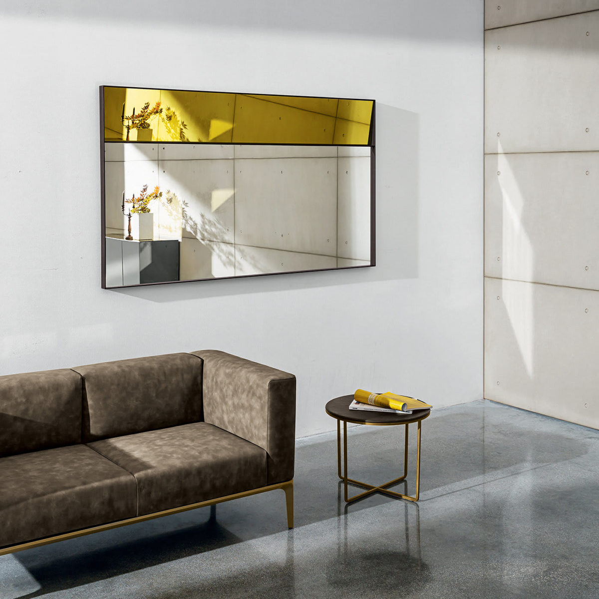 Campos Horizontal Mirror in Extralight and Gold by SOVET Italia