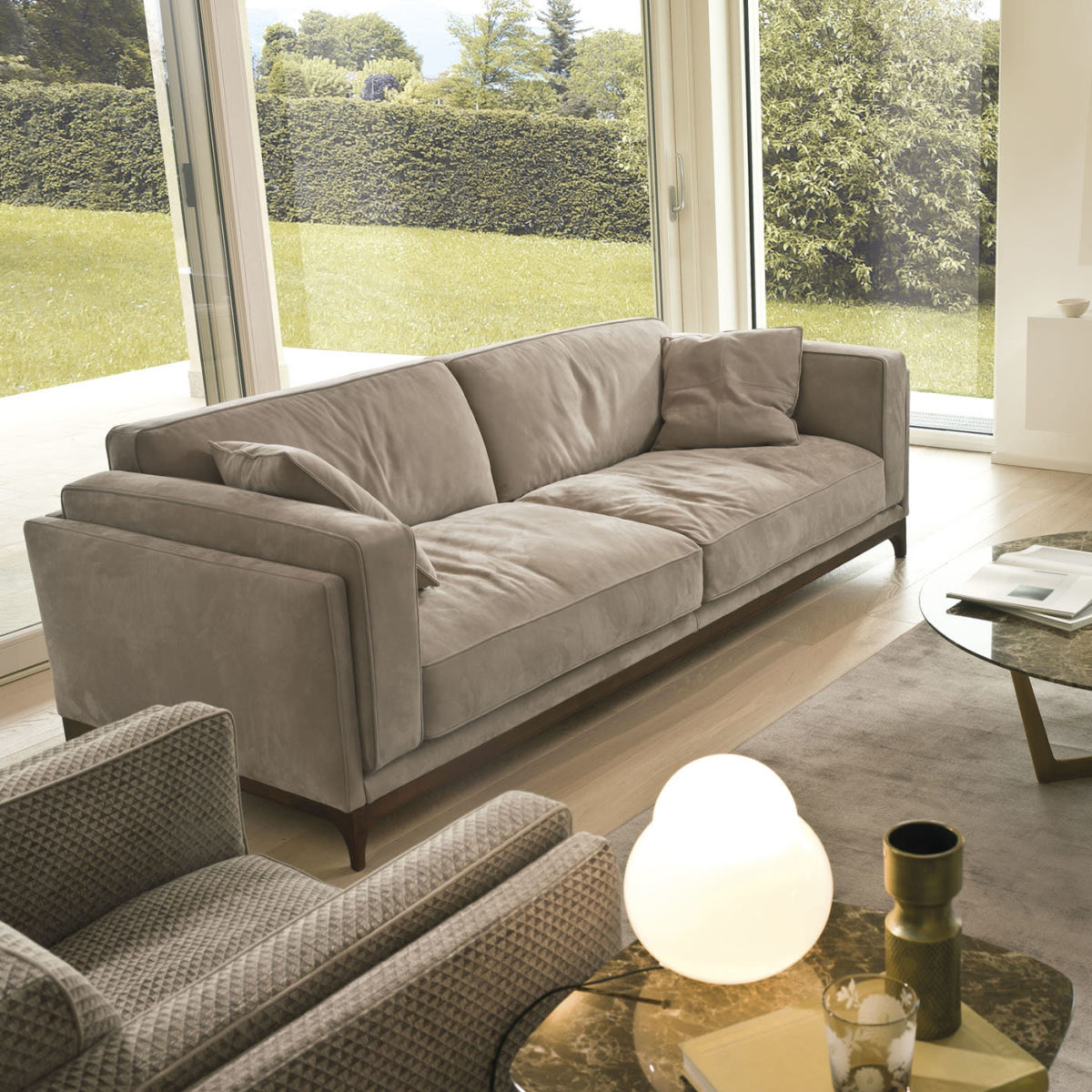 Time Taupe Leather Sofa by CTS Salotti