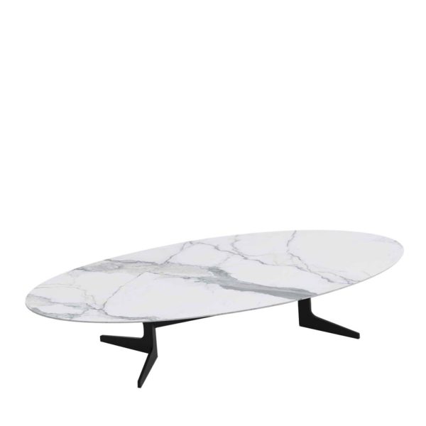 Blake Oval Coffee Table with Calacatta Marble Top by Bodema