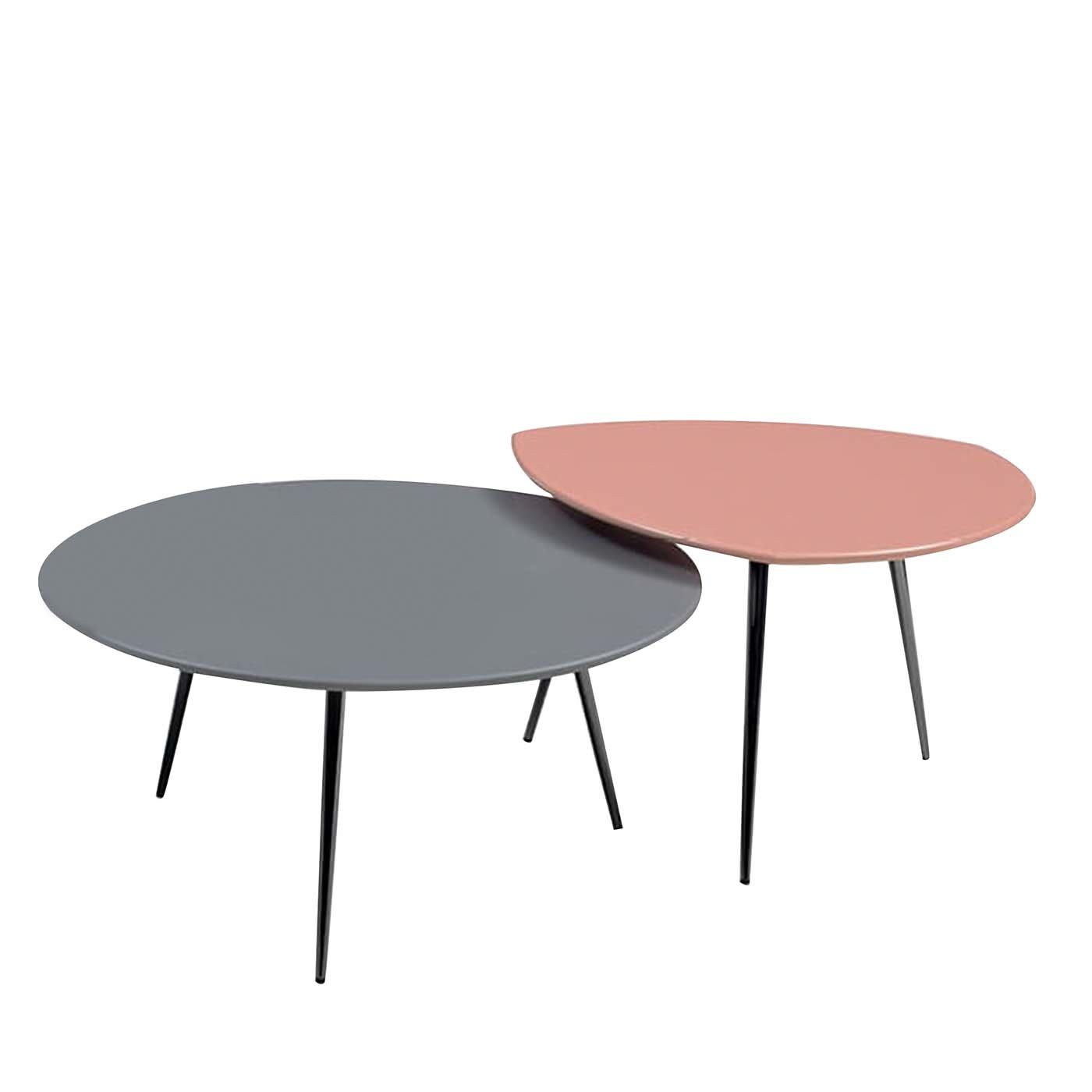 Set of 2 Cinquanta Grey-Pink Coffee Tables by Bodema