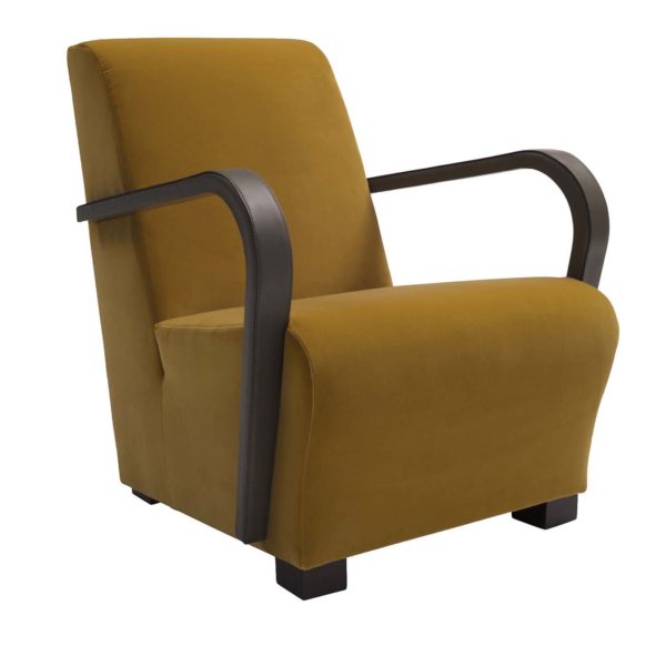 Marylin Armchair with Brown Leather Armrests by Bodema