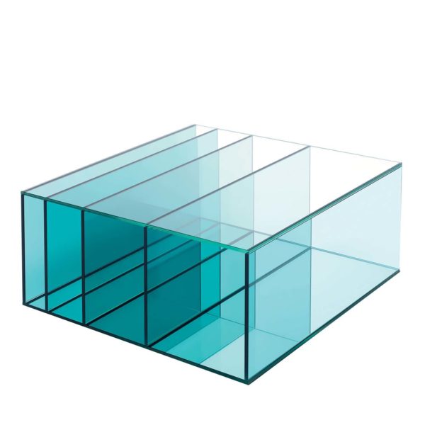 Deep Sea Blue Square Low Table by Glas Italia