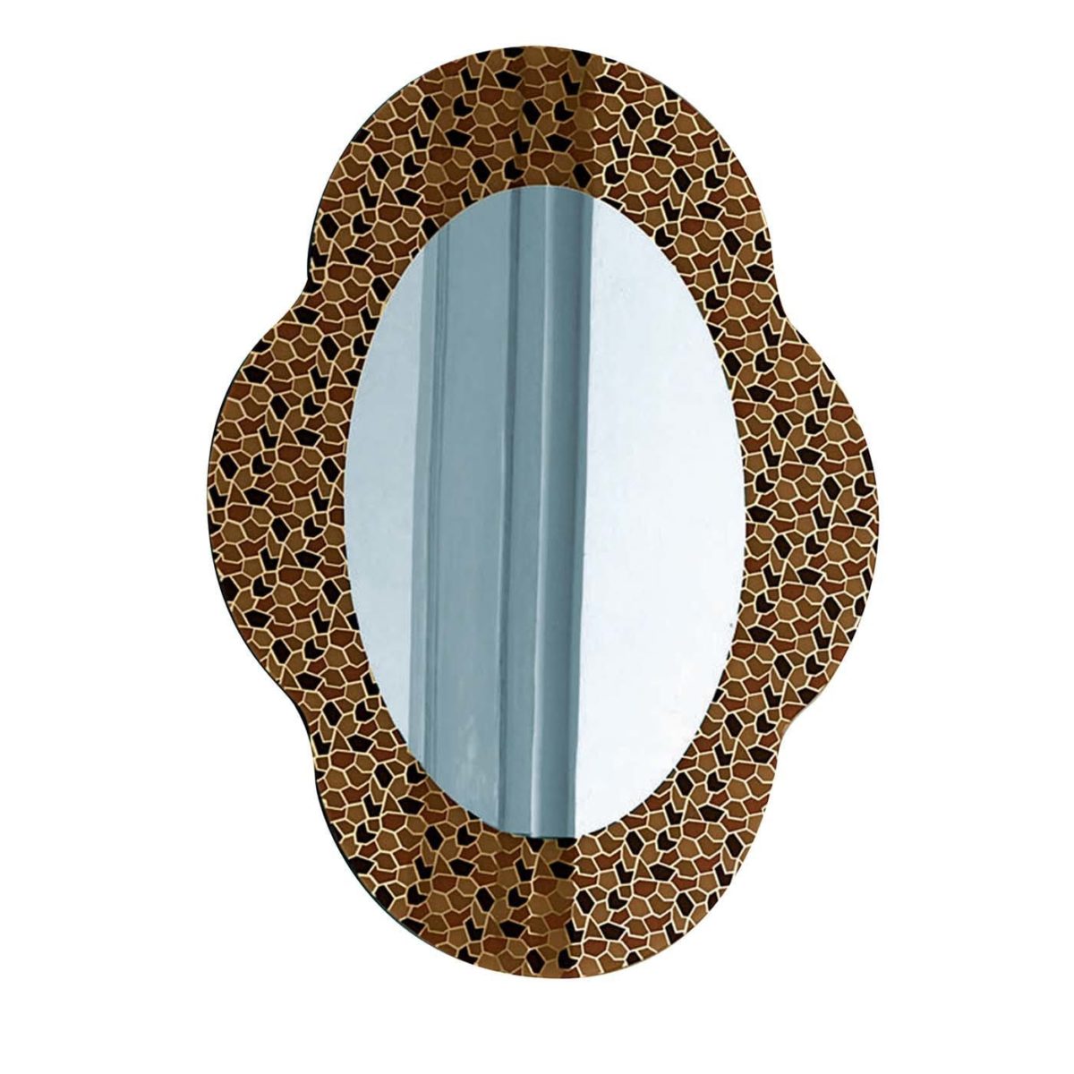 Settecento Ochre and Brown Mirror by Glas Italia