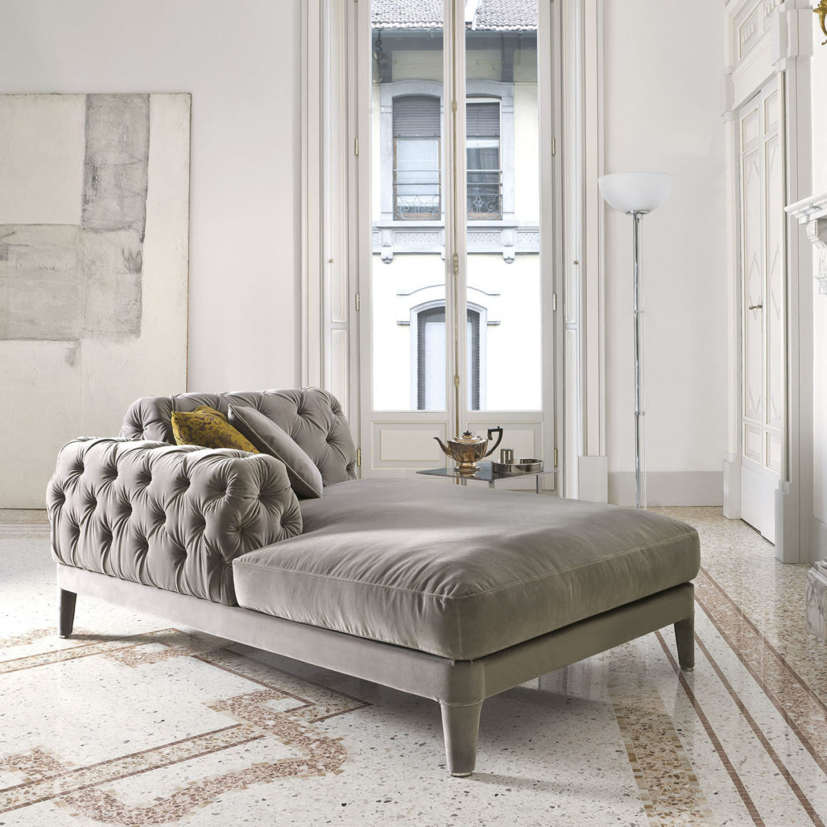 Elliot Taupe Chaise Longue by CTS Salotti