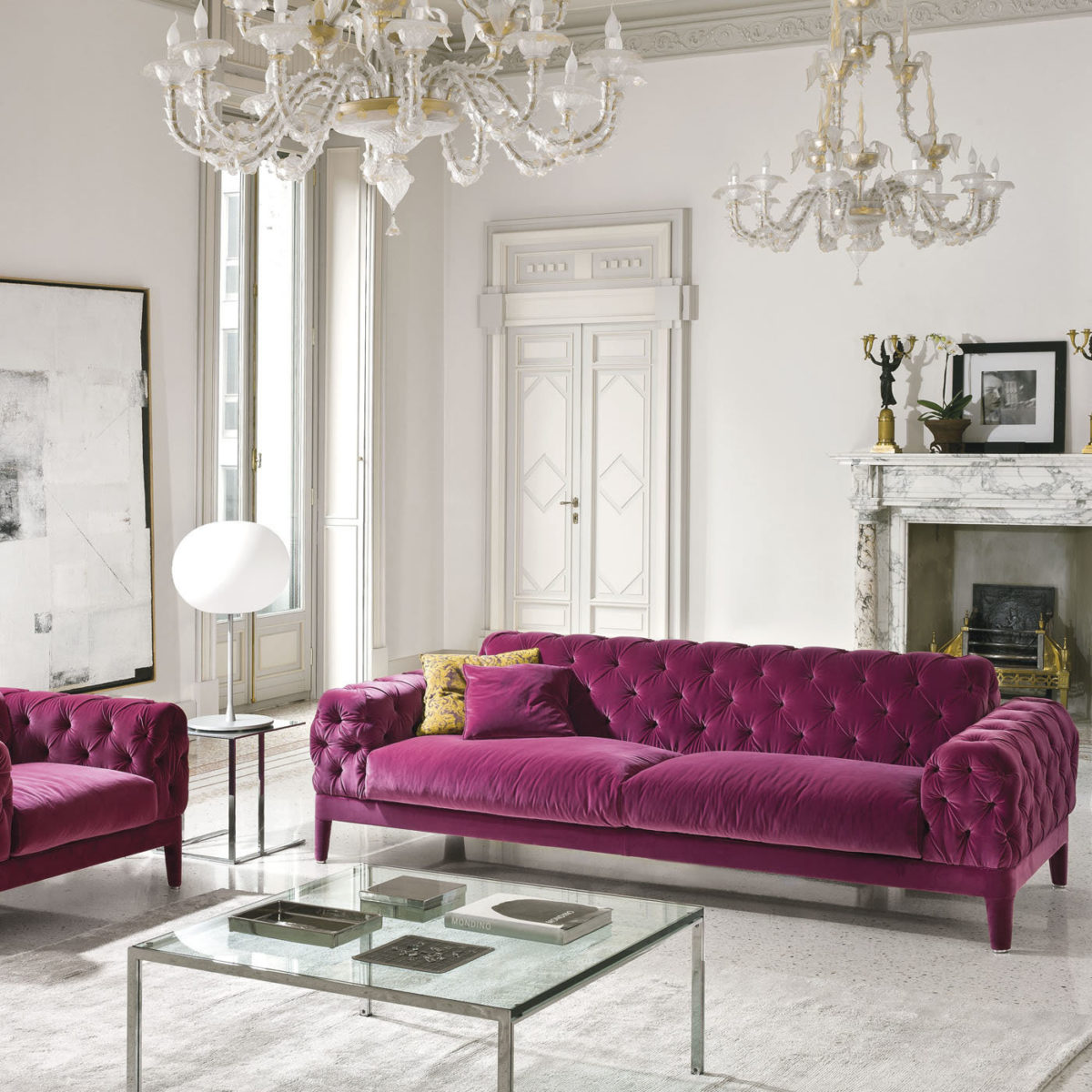 Elliot Fuchsia Tufted Sofa by CTS Salotti