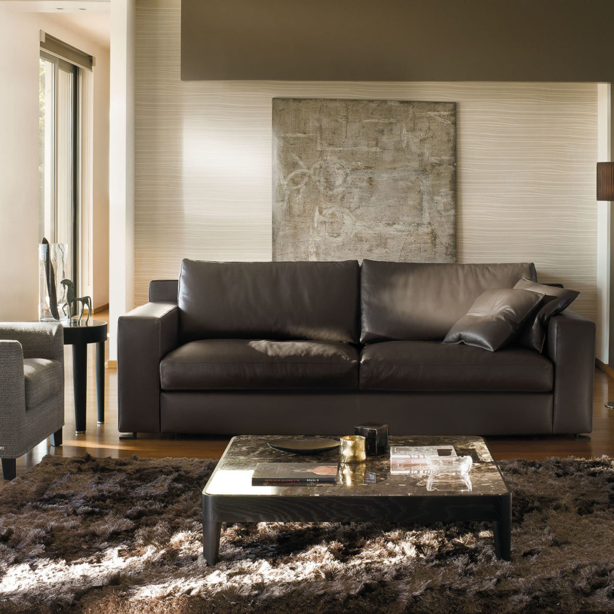 Roger Mocha Leather Sofa by CTS Salotti