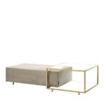 Zoom Grey Pouf + Bronzed Coffee Table by Mogg