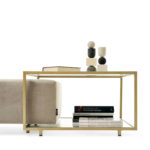 Zoom Grey Pouf + Bronzed Coffee Table by Mogg