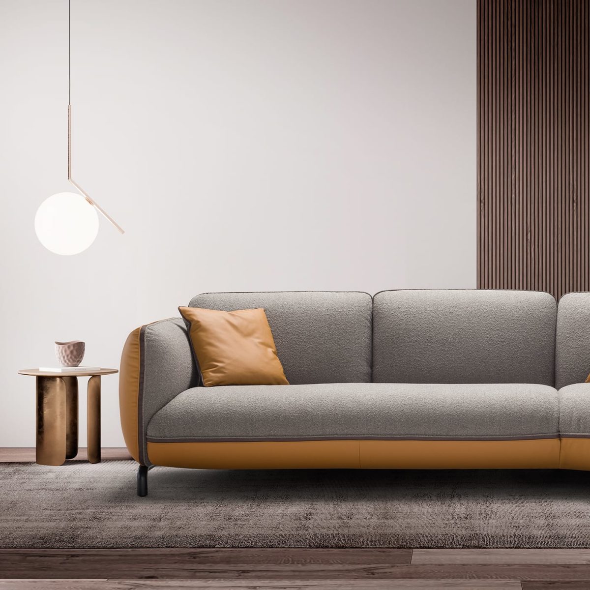 Rock Angular Grey & Mustard Sofa by Franco Ferri