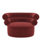 Tube Ruby-Red Velvet Armchair by Loopo