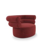 Tube Ruby-Red Velvet Armchair by Loopo