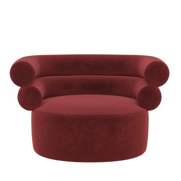 Tube Ruby-Red Velvet Armchair by Loopo