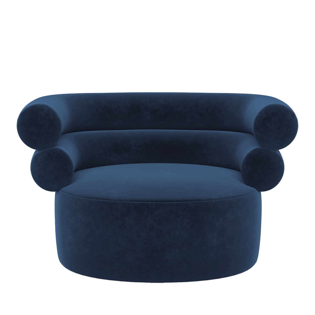 Tube Midnight-Blue Velvet Armchair by Loopo