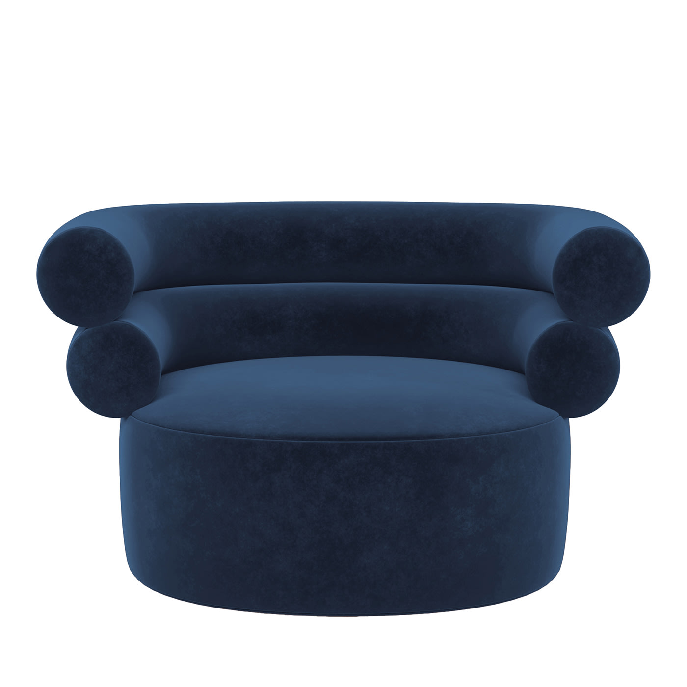 Tube Midnight-Blue Velvet Armchair by Loopo