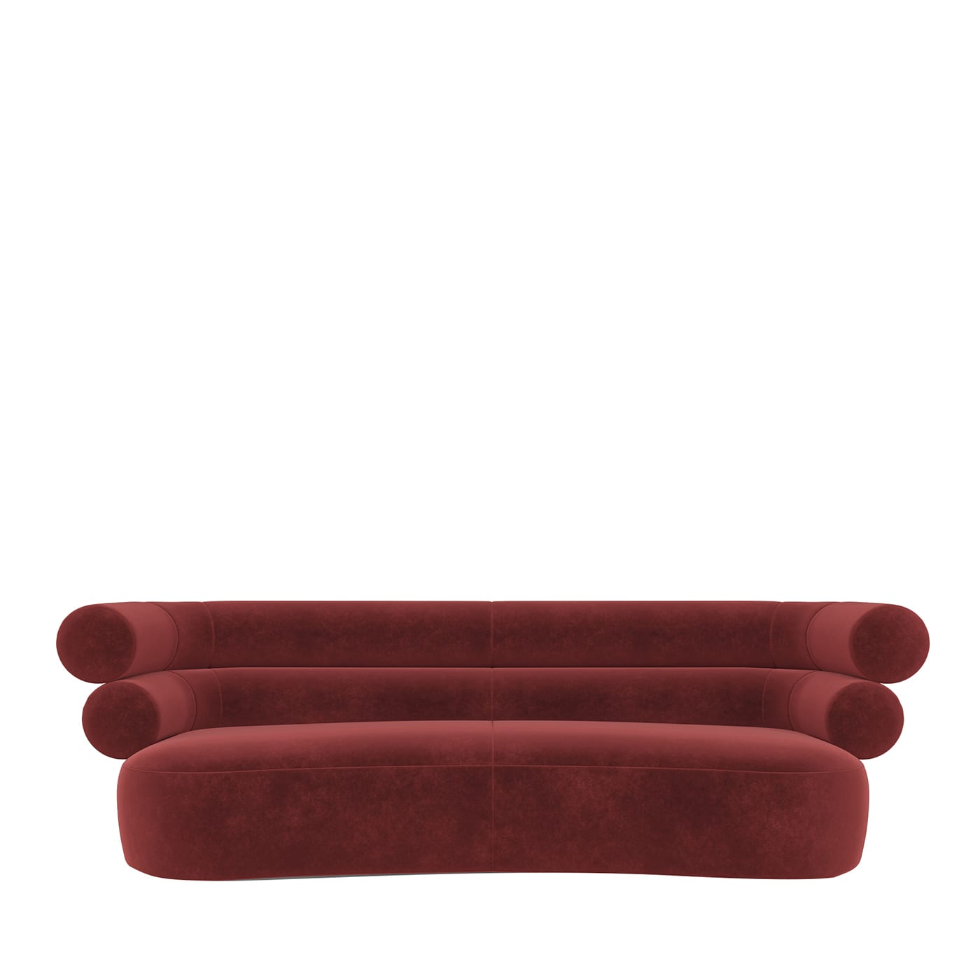 Tube Ruby-Red Velvet Sofa by Loopo