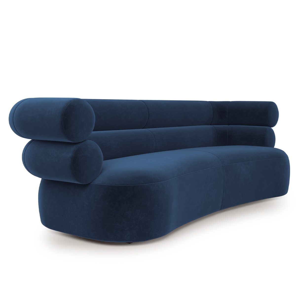 Tube Midnight-Blue Velvet Sofa by Loopo