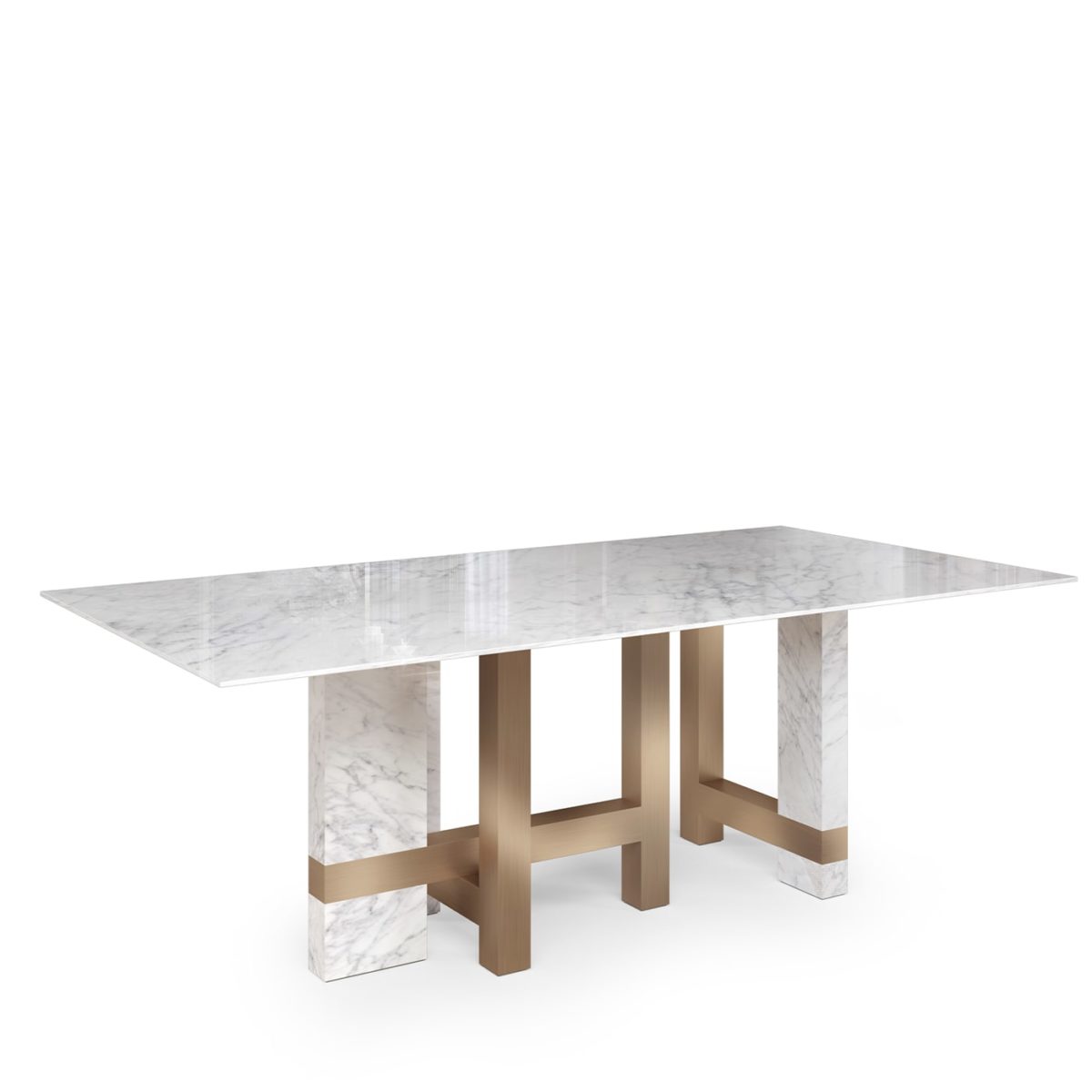 Asymmetrical Dining Table in Marble and Metal by Loopo