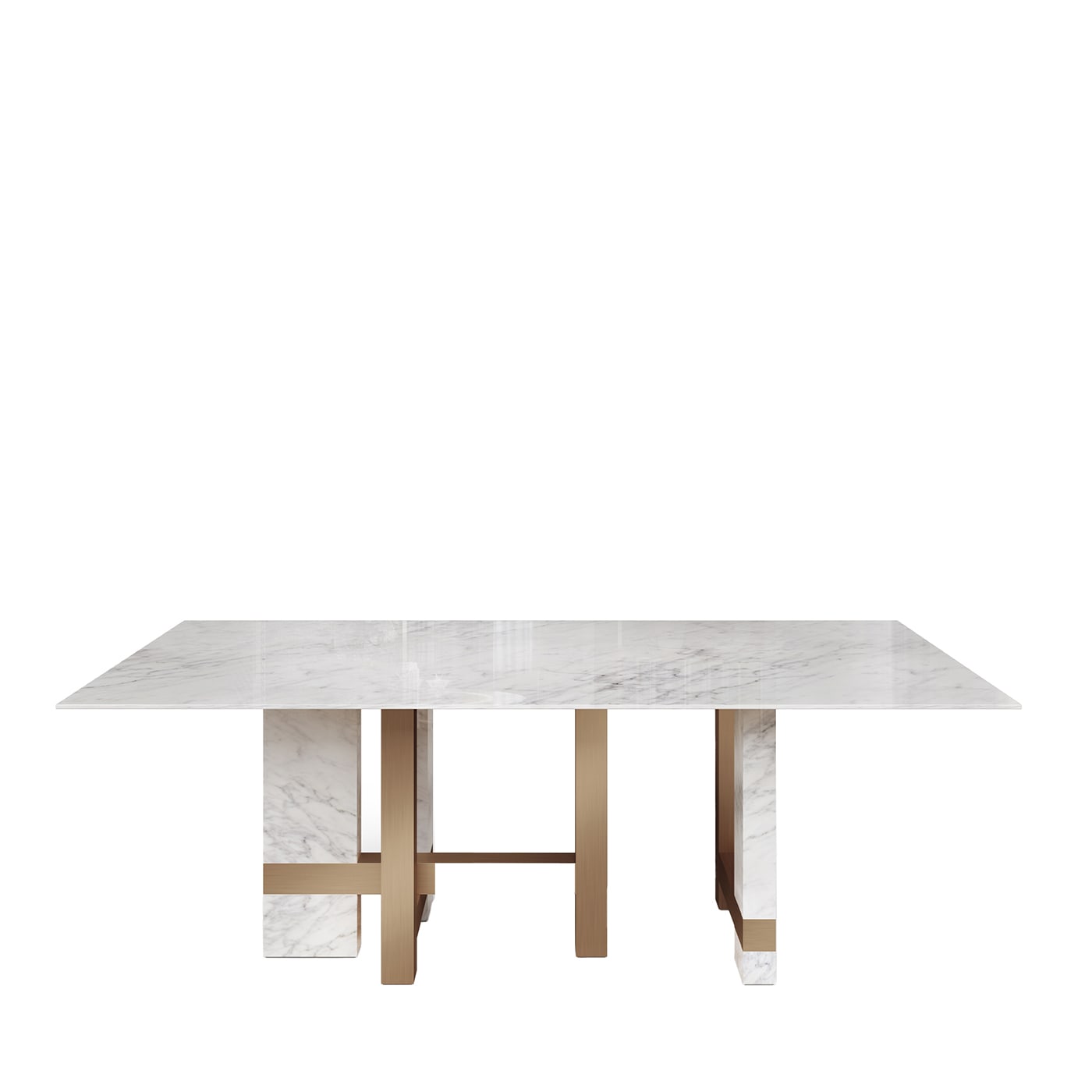 Asymmetrical Dining Table in Marble and Metal by Loopo