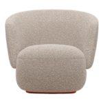 Taupe Boucle Armchair with Lacquered Base by Loopo