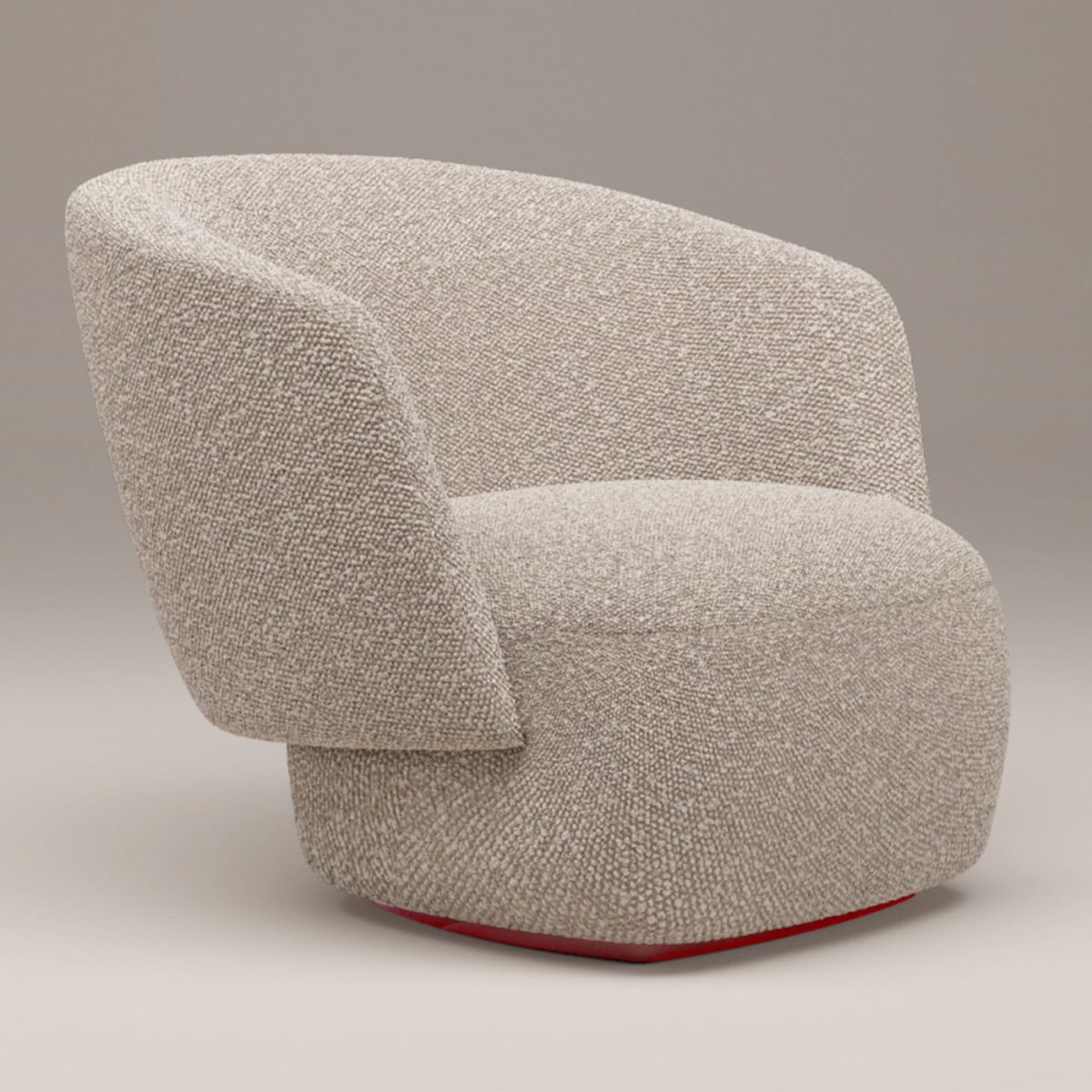 Taupe Boucle Armchair with Lacquered Base by Loopo