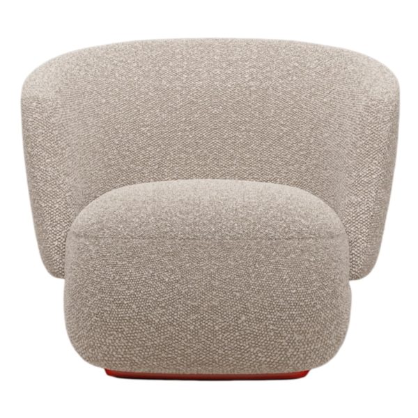 Taupe Boucle Armchair with Lacquered Base by Loopo