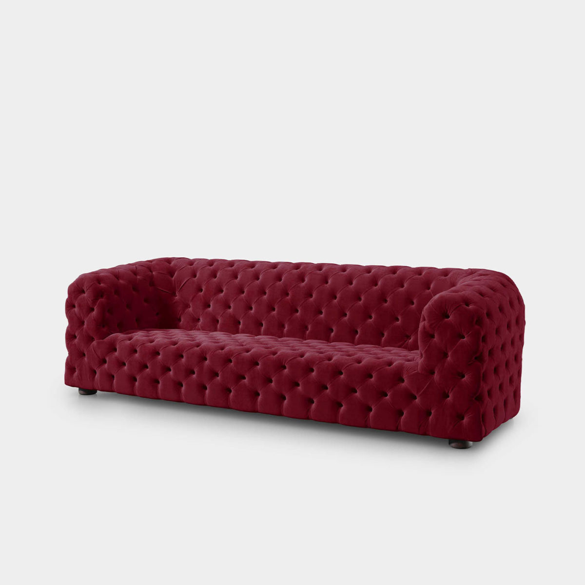 Tufted Rectangular Red Sofa by Loopo