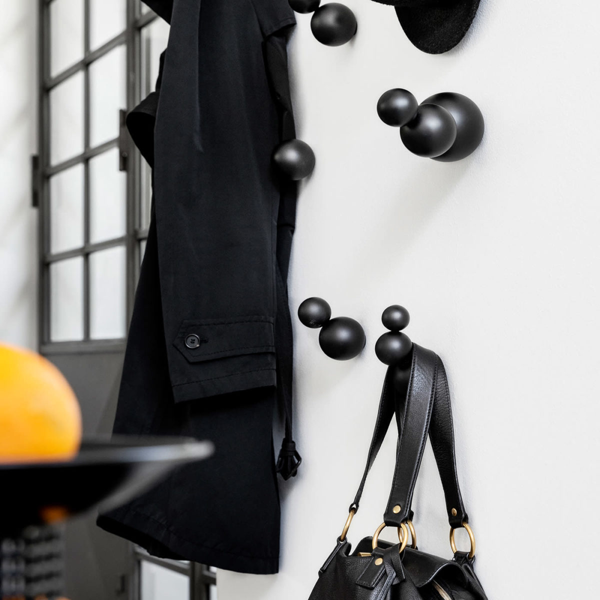 Bubble Set of 5 Black Wall Coat Hangers by Mogg