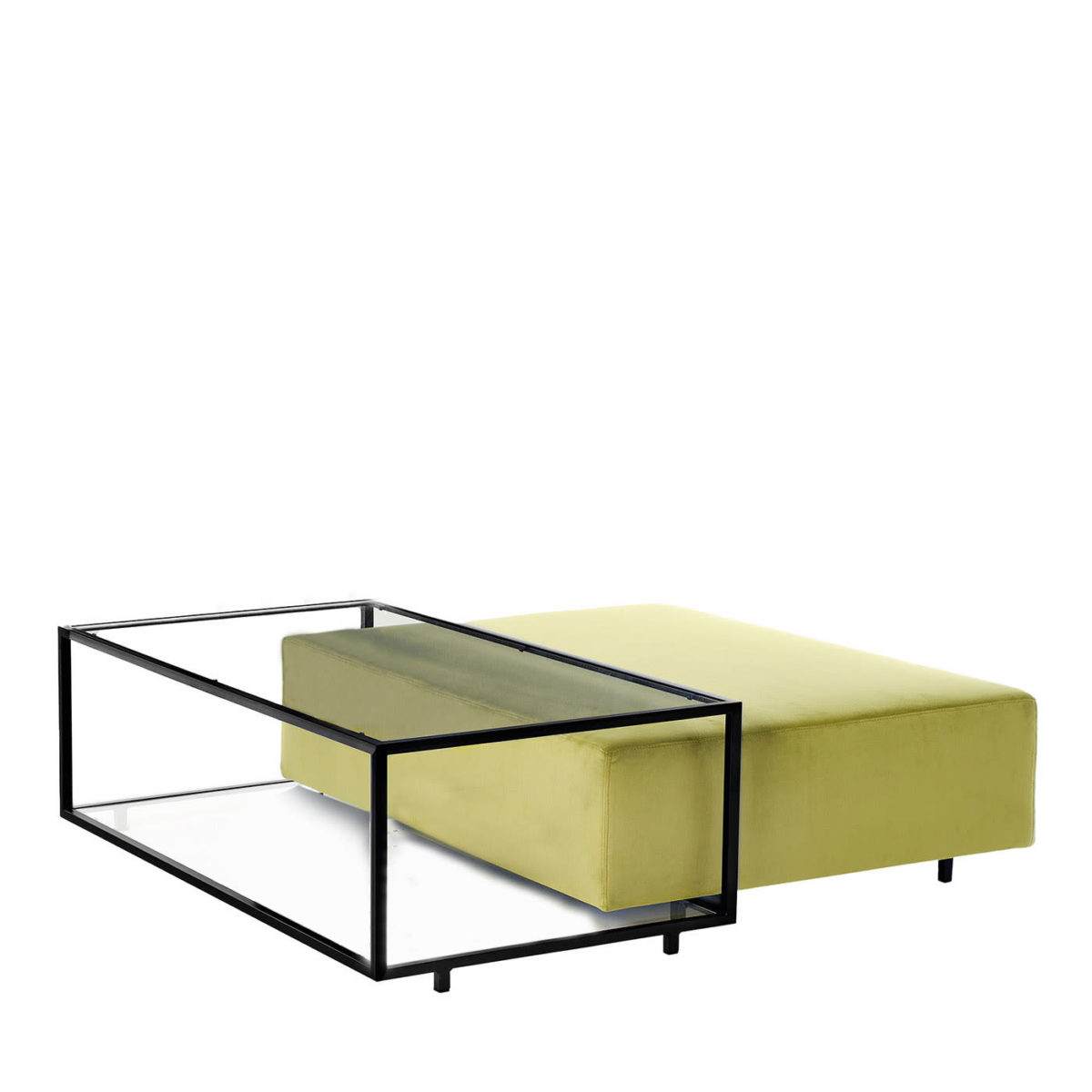 Zoom Green Pouf + Black Coffee Table by Mogg