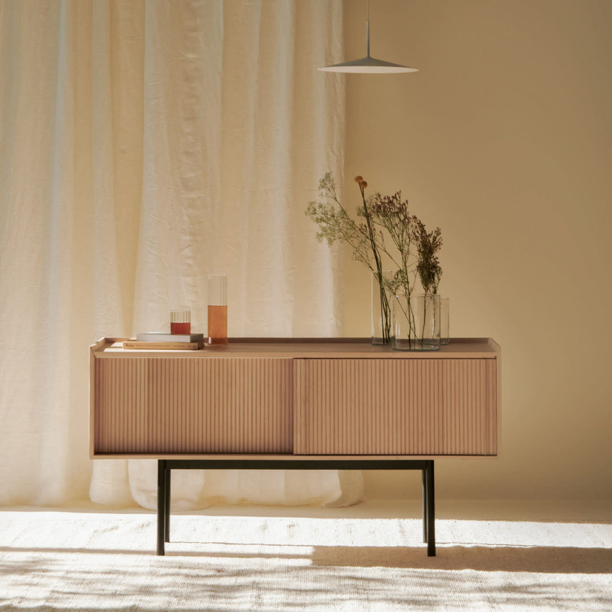 Sipario 2-Doors High Natural Ash Sideboard by Dale Italia