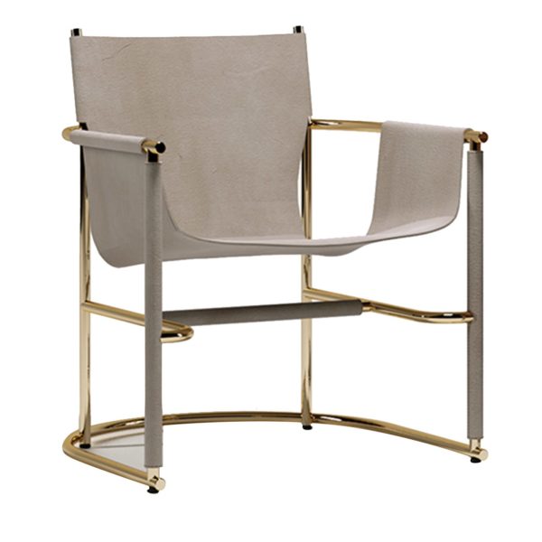 U Lounge Chair Polished Gold by Paollo Castelli