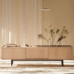 Sipario 3-Doors Low Natural Ash Sideboard by Dale Italia