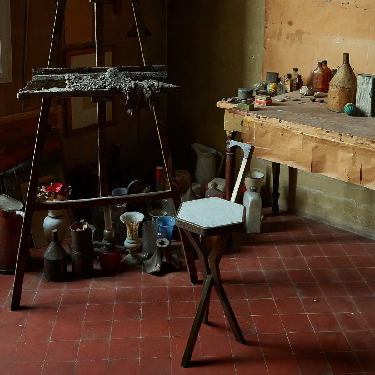 Morandi Strapuntino Tripod Folding Stool by Paolo Castelli