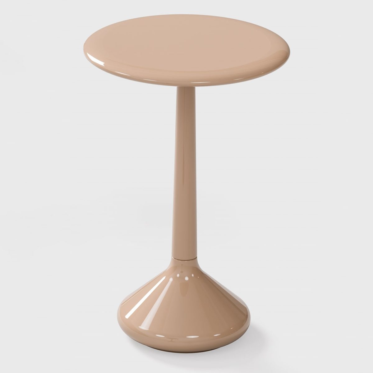 Glossy Laquered Cream Side Table by CPRN Homood