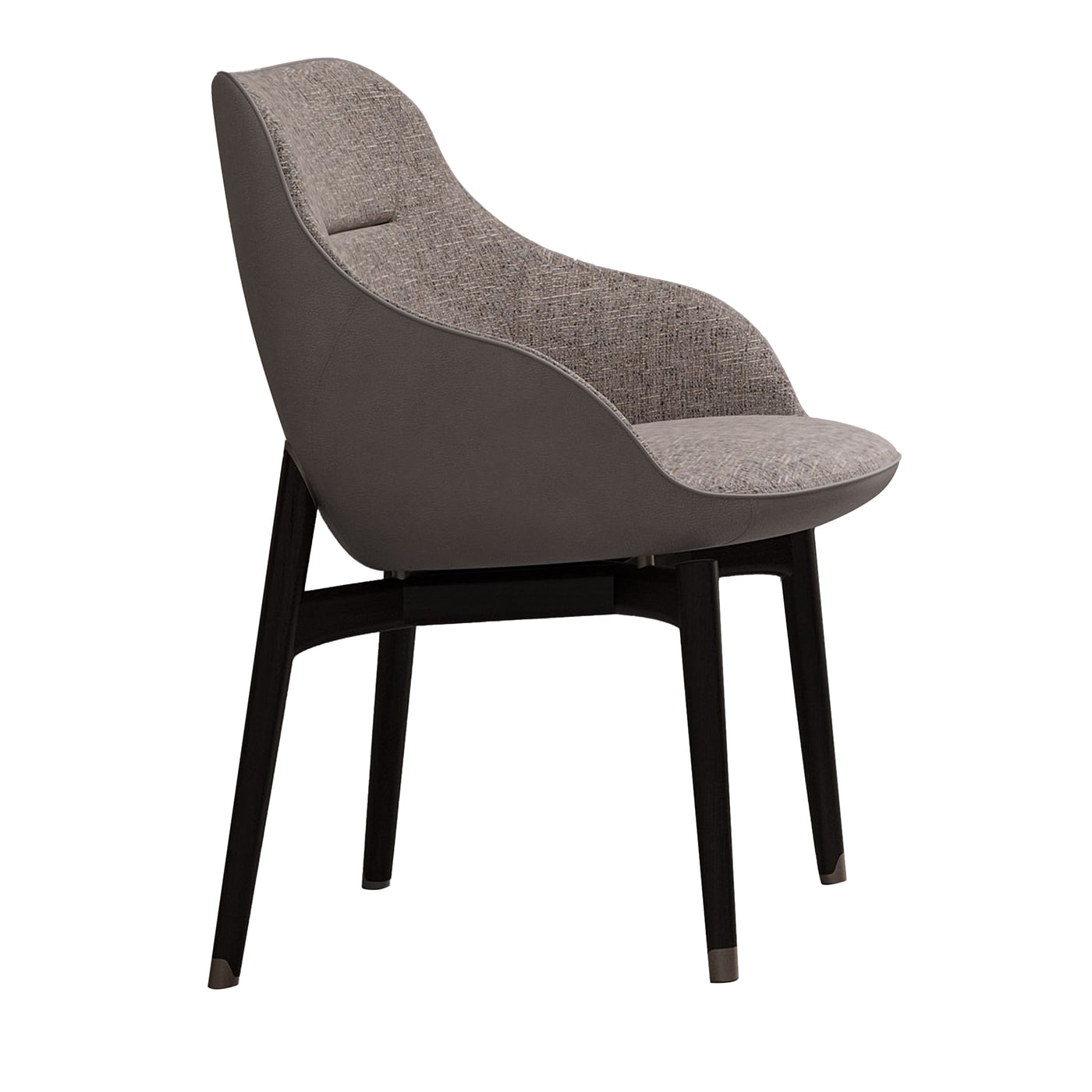 Brown Leather and Fabric Chair by CPRN Homood