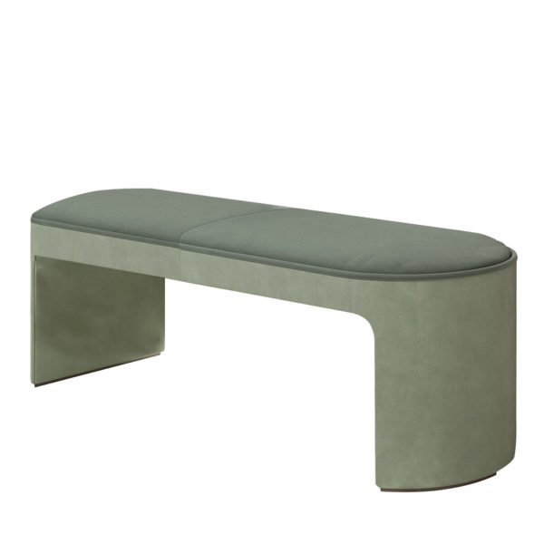 Light Green Leather and Fabric Bench by CPRN Homood