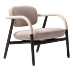 Cream Leather and Fabric Occasional Armchair by CPRN Homood