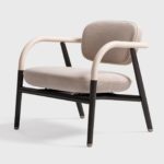 Cream Leather and Fabric Occasional Armchair by CPRN Homood