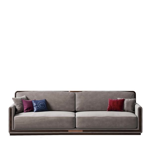 Grey Leather 3-Seater Sofa by CPRN Homood