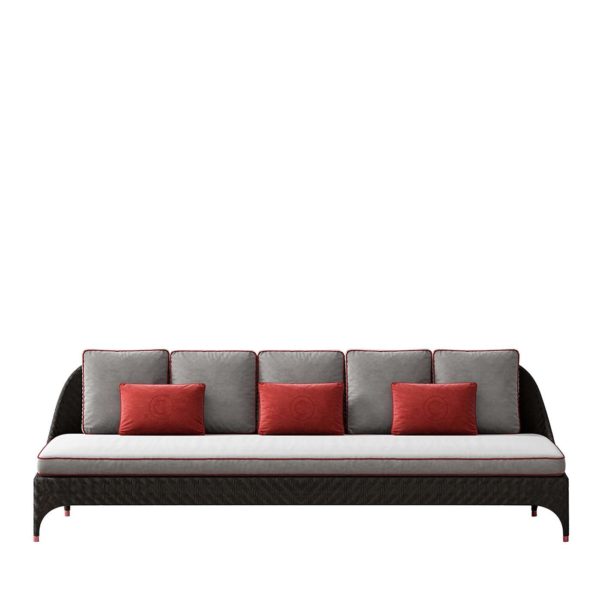 Black 3-Seater Sofa with Grey and Red Cushions by CPRN Homood