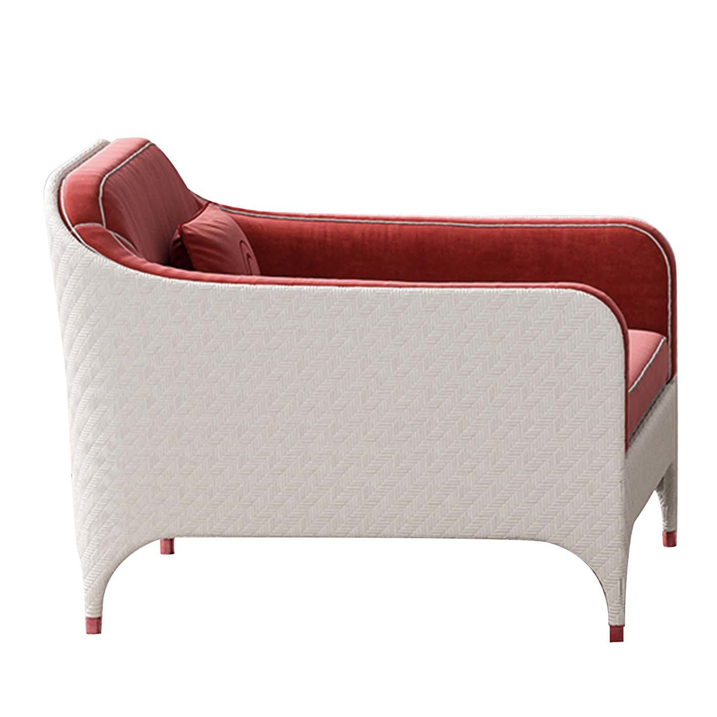 White Armchair with Red Cushions by CPRN Homood