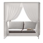 White 2-Seater Daybed with Canopy by CPRN Homood