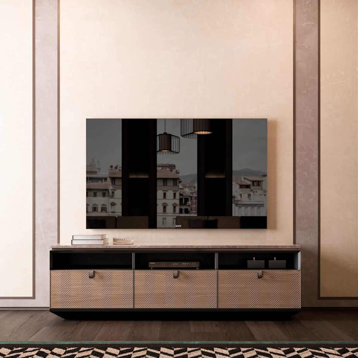 Marble TV Cabinet With 3 Drawers by CPRN Homood