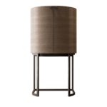 Light Walnut Curved Bar Cabinet by CPRN Homood