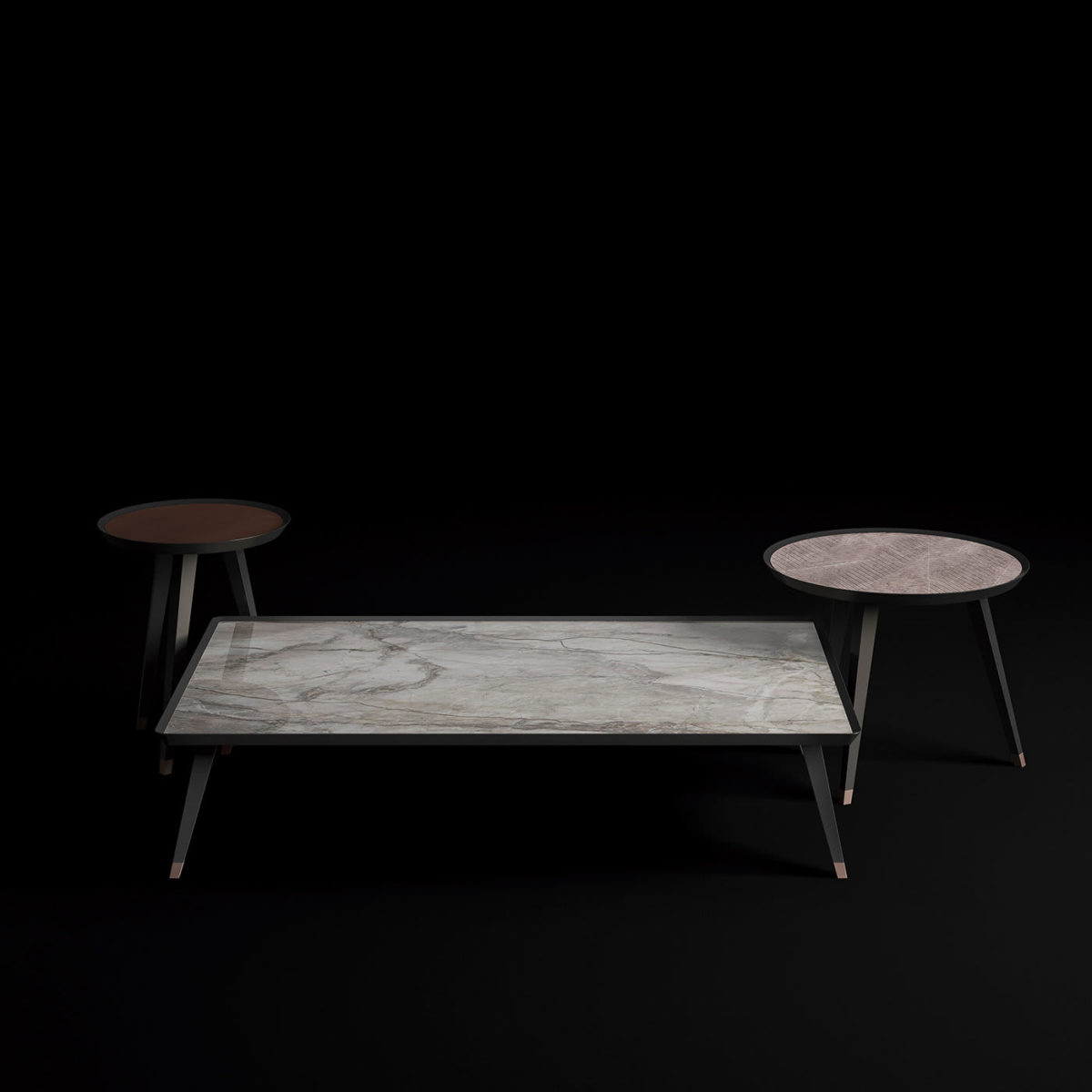 Large Marble and Velvet Coffee Table by CPRN Homood