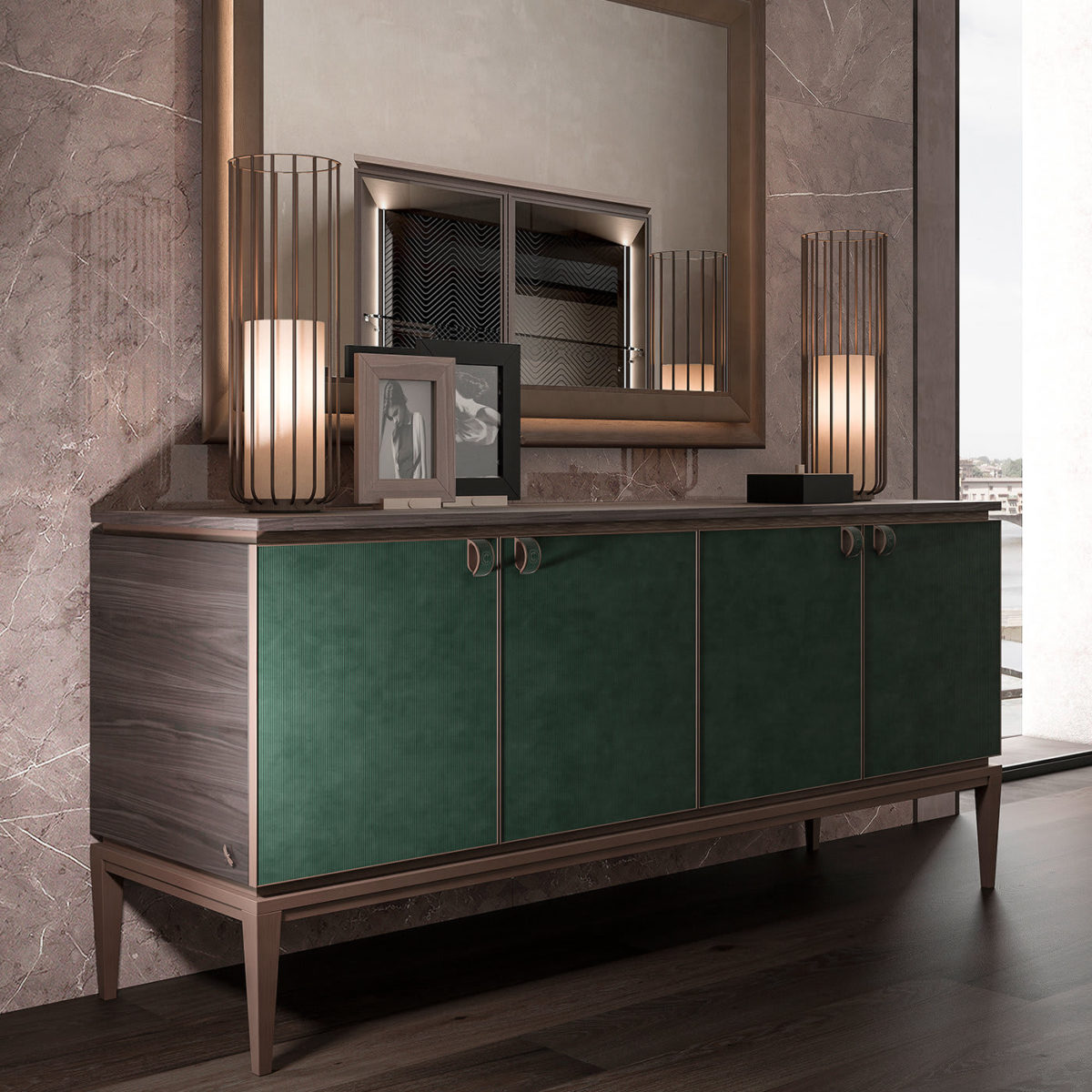 Nabuck Leather Sideboard by CPRN Homood