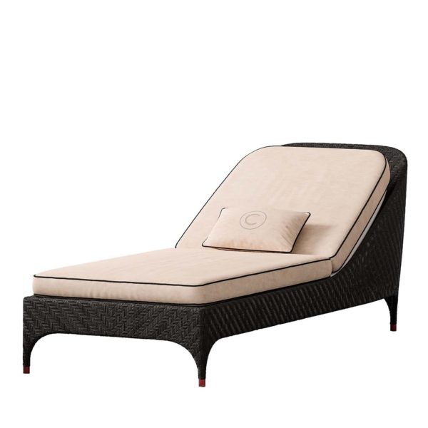 Black 1-Seater Sunbed with White Cushions by CPRN Homood