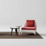 White Lounge Chair with Red Cushions by CPRN Homood