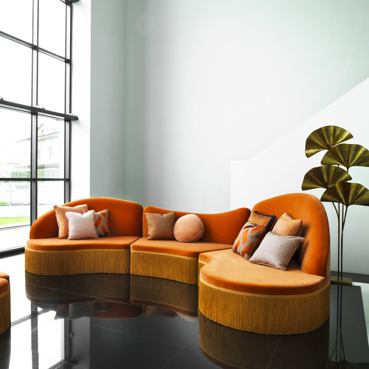 Wave Orange 3-Piece Sectional Sofa #2 by Chiara Provasi